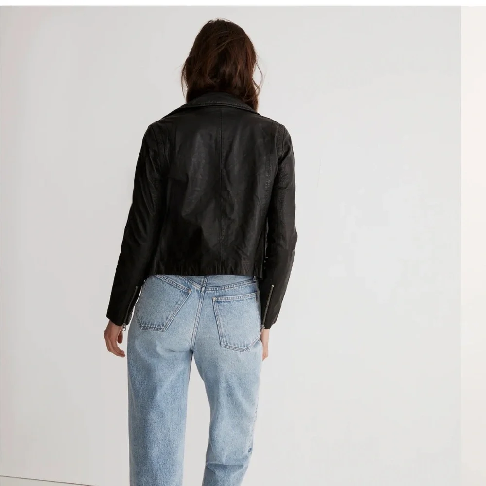 Madewell Black Leather Moto Jacket Size XL - Picture 8 of 13